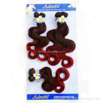 Adorable Factory hot sales 10"-14"  Brazilian Body Wave 6pcs    soft synthetic hair cheap high temperature hair weave